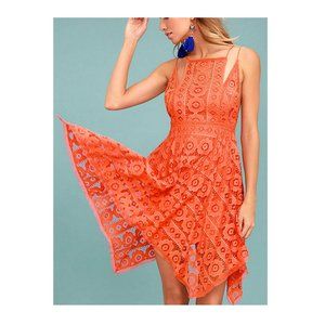 Free People Just Like Honey Coral Orange Lace Dress